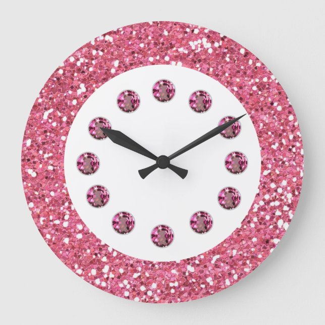 Pink Jewel Bling Wall Clock (Front)