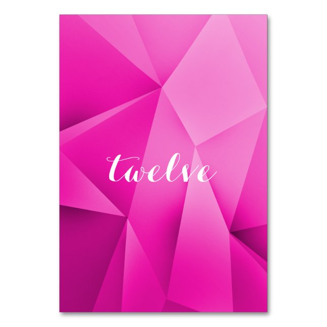 Pink Jewel Tones Table Number Card (Front)