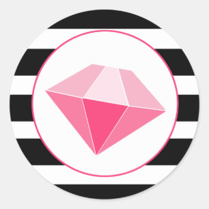 Pink Jewel With Black & White Stripes Sticker