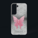 Pink Jewelled Butterfly Damask Samsung Galaxy Case<br><div class="desc">Charge your electronic device with a Jewelled Butterfly Damask Samsung Galaxy Case. Case design features a vibrant butterfly against a vintage damask background and personalisation for you name.</div>