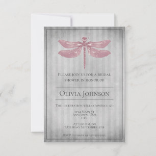 Pink Jewelled Dragonfly Bridal Shower Invitation