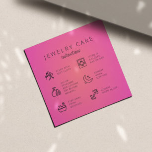 Pink Jewellery Care Instructions Business Thank Yo Enclosure Card