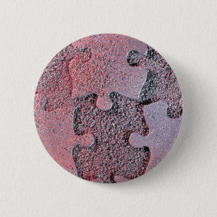 Pink Jigsaw Puzzle for Autism Awareness Month 6 Cm Round Badge