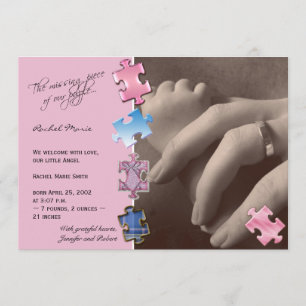 Pink Jigsaw Puzzle Photo Baby Announcement