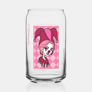 Pink Joker Card Can Glass
