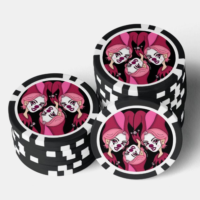 Pink Jokers & Jesters Poker Chips (Stack)