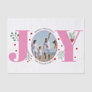 Pink Joy with berries Christmas photo Tissue Paper