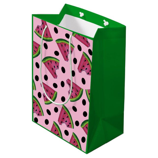 Pink Juicy Watermelon Wedge Seeds Fruit Medium Gift Bag (Back Angled)