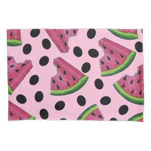 Pink Juicy Watermelon Wedge Seeds Fruit Pillowcase