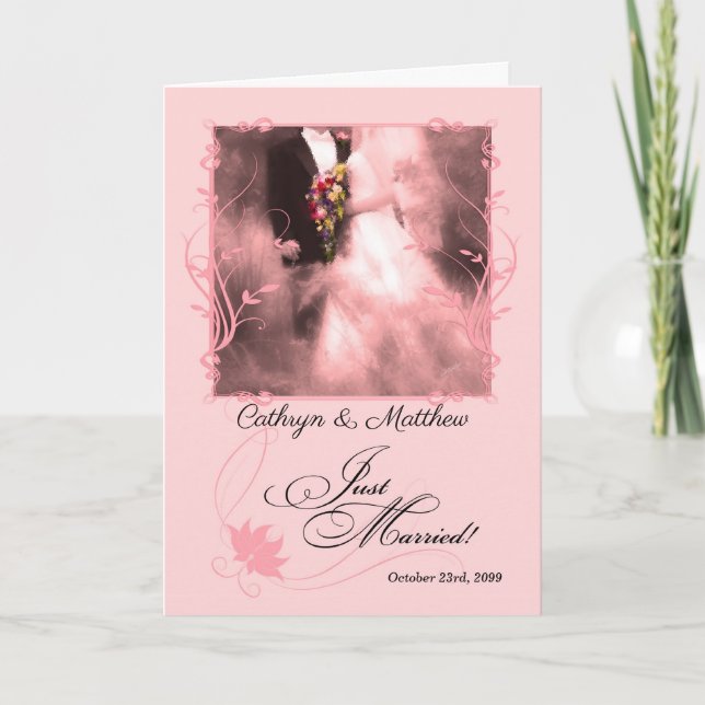 Pink Just Married Announcement (Front)