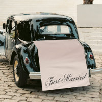Pink Just Married Fabric Car Wedding Banner Sign