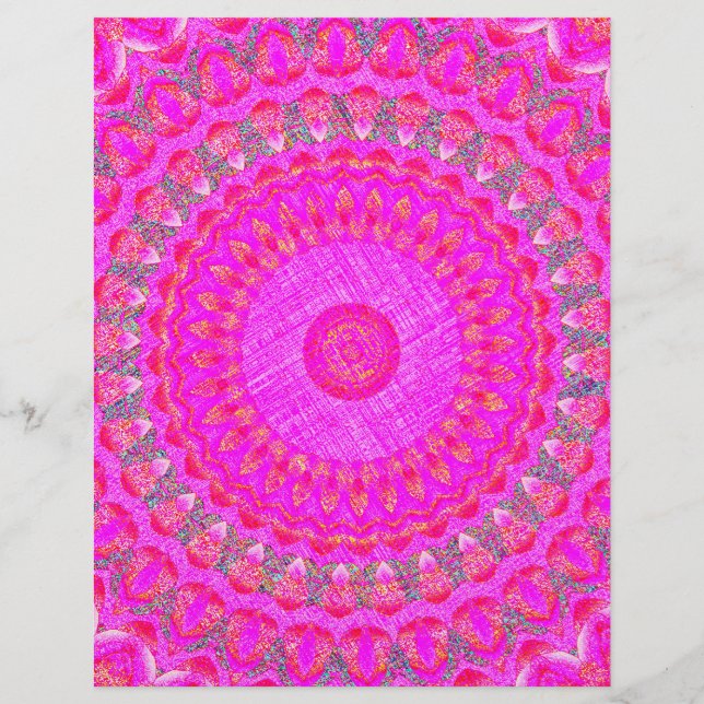 Pink Kaleidoscope Bulk Scrapbook Paper Pages (Front)