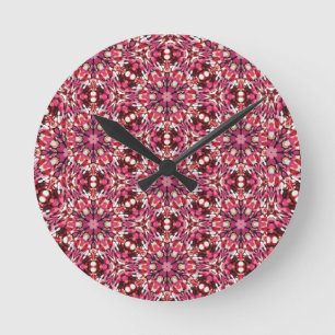 Pink Kaleidoscope Round Clock