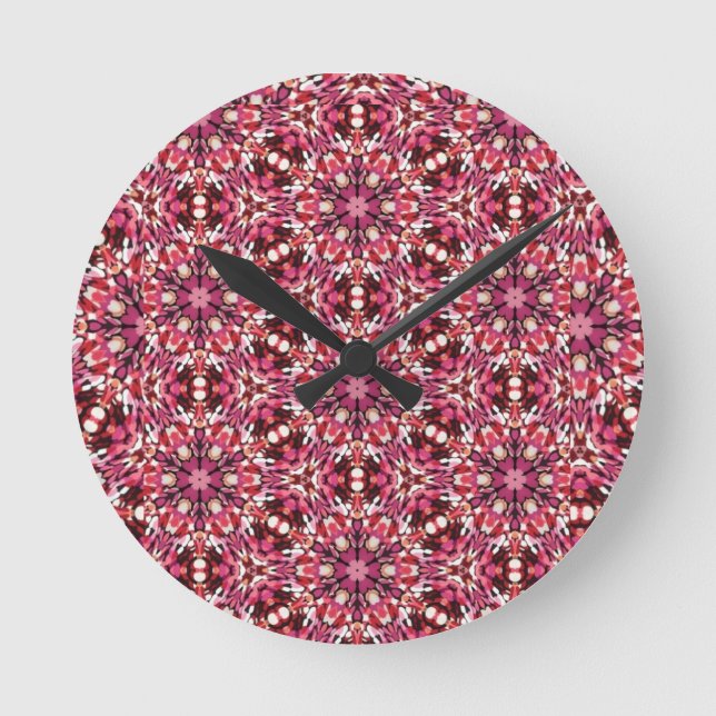 Pink Kaleidoscope Round Clock (Front)