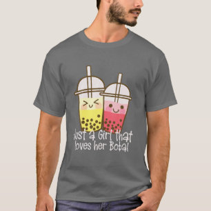 Pink Kawaii Boba Tea Apparel Just A Girl That Love T-Shirt