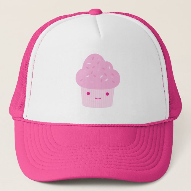 Pink Kawaii Cupcake Trucker Hat (Front)