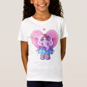 Pink Kawaii Elephant In Love T-Shirt