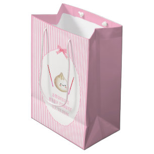 Pink Kawaii Girl Bow Asian Dumpling Baby Shower Medium Gift Bag