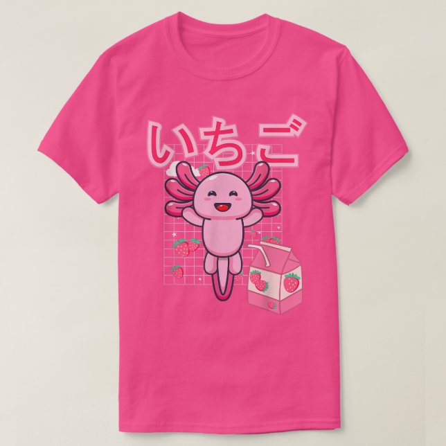 Pink Kawaii Japanese Aesthetic Strawberry Milk Cut T-Shirt (Design Front)