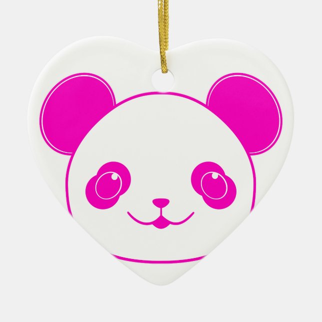 Pink Kawaii Panda Bear Ceramic Tree Decoration (Front)