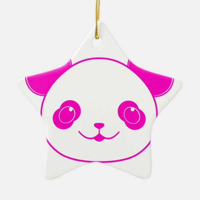 Pink Kawaii Panda Bear Ceramic Tree Decoration (Front)