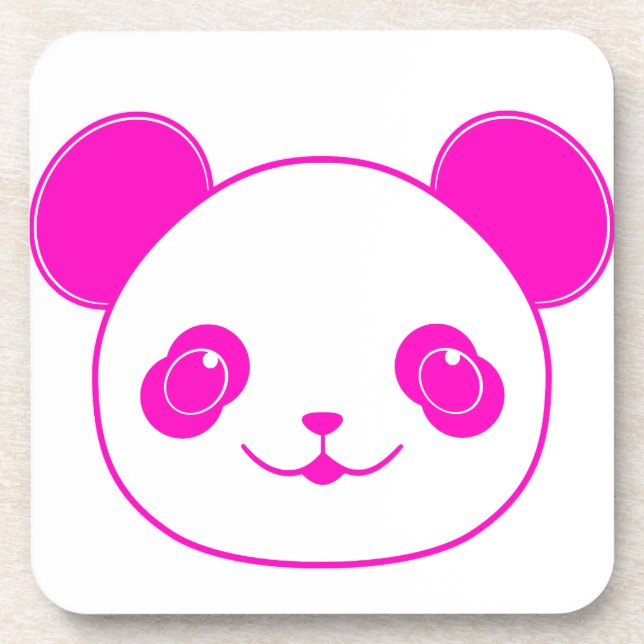 Pink Kawaii Panda Bear Coaster (Front)