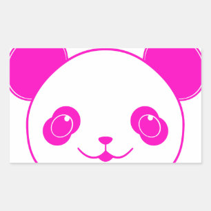 Pink Kawaii Panda Bear Rectangular Sticker