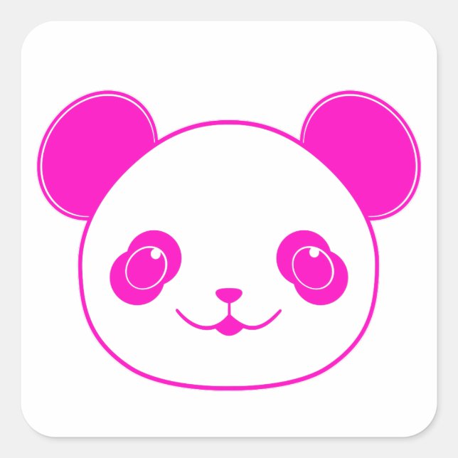 Pink Kawaii Panda Bear Square Sticker (Front)