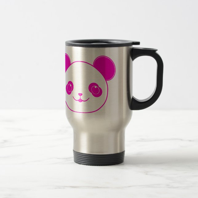 Pink Kawaii Panda Bear Travel Mug (Right)