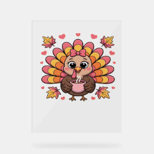 pink kawaii thanksgiving turkey Classic T-Shirt Acrylic Sign