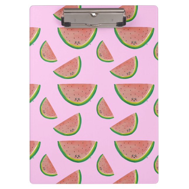 Pink Kawaii Watermelon Clipboard (Front)