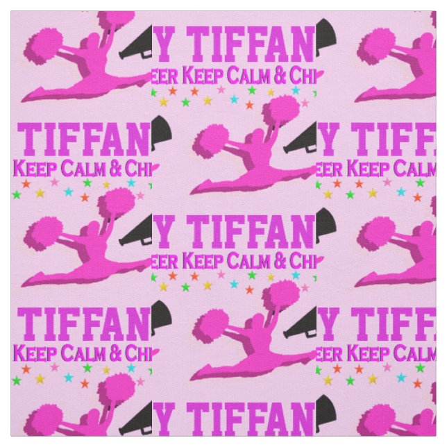 PINK KEEP CALM AND CHEER PERSONALIZED FABRIC (Swatch)