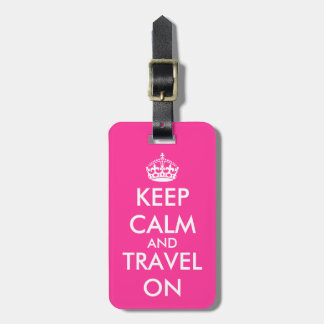 Pink keep calm luggage tag | Personalizable