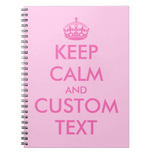 Pink Keep Calm notebook   Personalised text