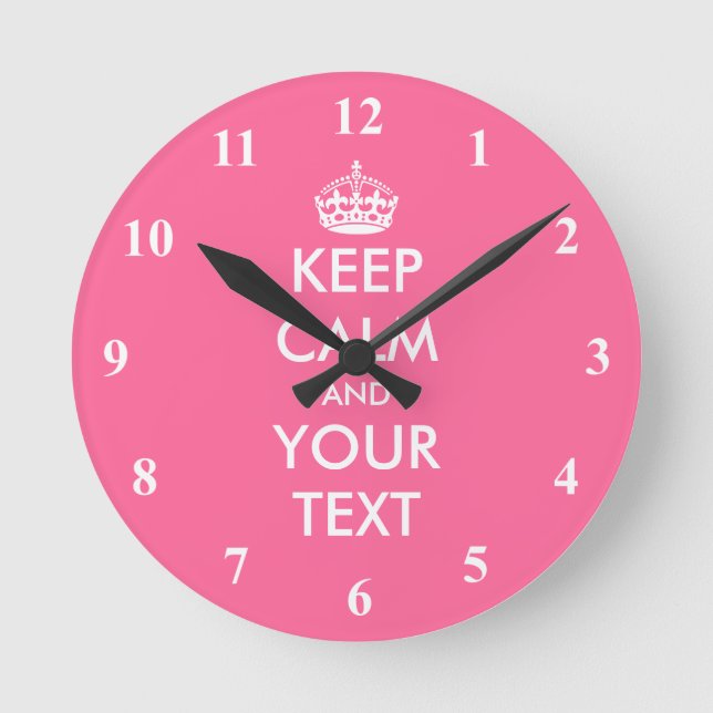 Pink Keep Calm wall clock | Custom vintage design (Front)