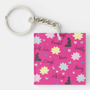 Pink Keychain   Resilient Bloom Lotus Design