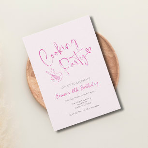 Pink Kids Cooking Birthday Invitation Template