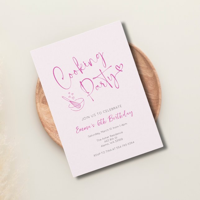 Pink Kids Cooking Birthday Invitation Template (Creator Uploaded)