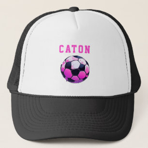 Pink Kids Soccer Personalised Black Trucker Hat