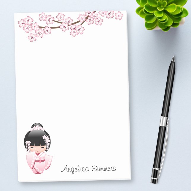 Pink Kimono Kawaii Kokeshi Doll Post-it Notes (Creator Uploaded)