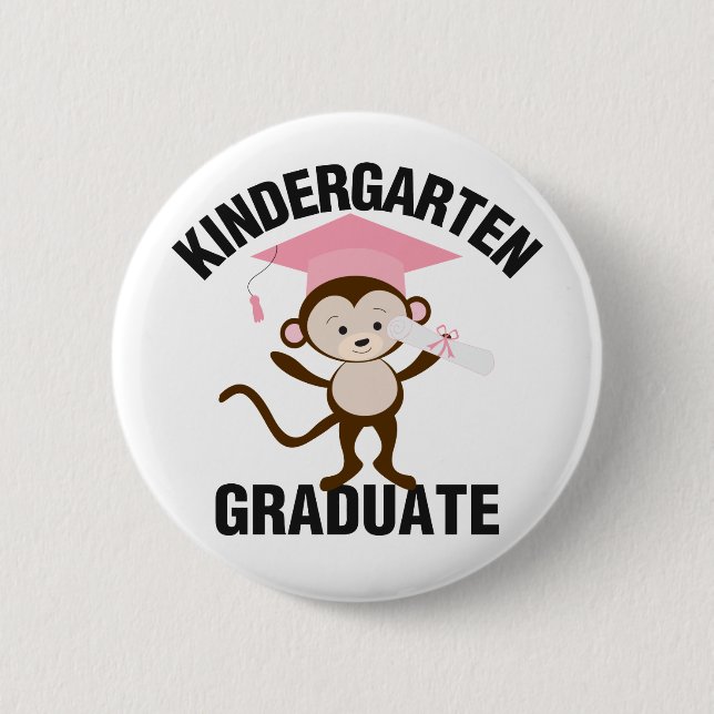 Pink Kindergarten Graduate 6 Cm Round Badge (Front)