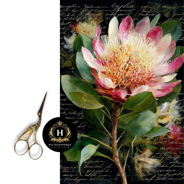 Pink King Protea Flower Decoupage Tissue Paper (Add a Botanical Surprise Inside Cabinet Doors)