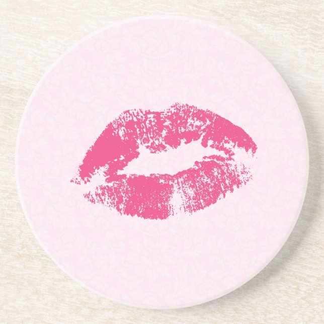 Pink Kiss Lips Coaster (Front)
