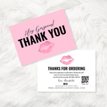 Pink Kiss Lips Thank You Card