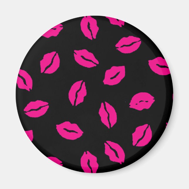 Pink kisses pattern magnet (Front)