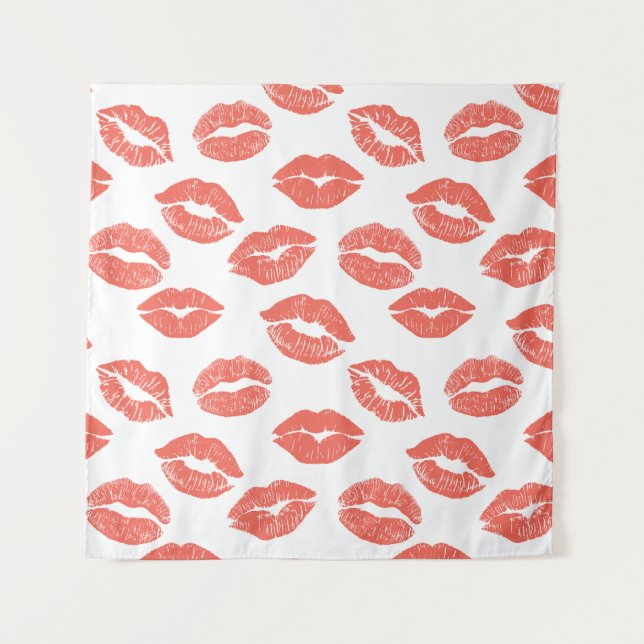 Pink Kisses Valentine Bridal Shower Bachelorette Tapestry (Front)
