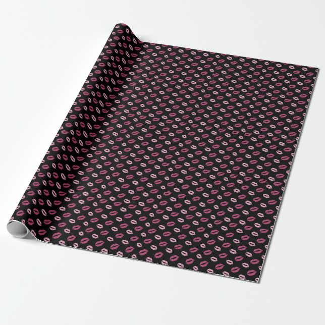 Pink Kisses Wrapping Paper (Unrolled)