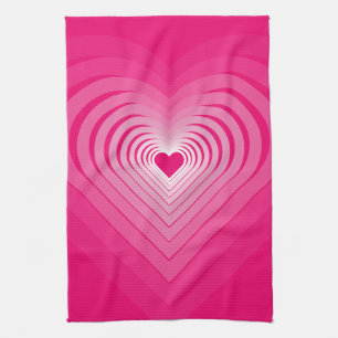 Pink Kitchen Towel with Hearts
