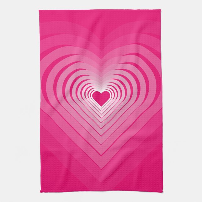 Pink Kitchen Towel with Hearts (Vertical)