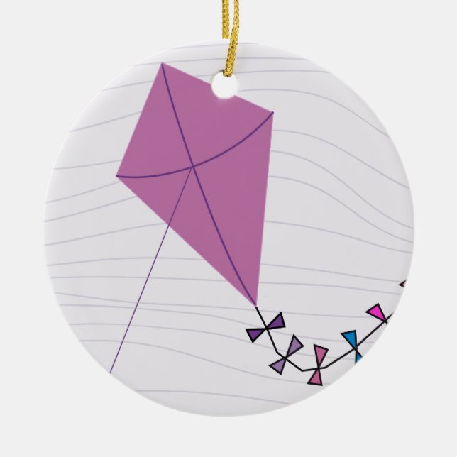 Pink Kite Ceramic Tree Decoration (Front)